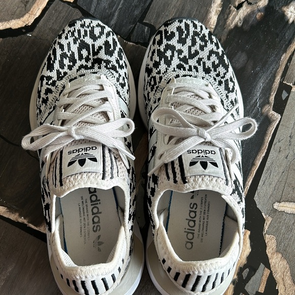 Adidas Black and Cream Animal Print Sneakers - Picture 4 of 7